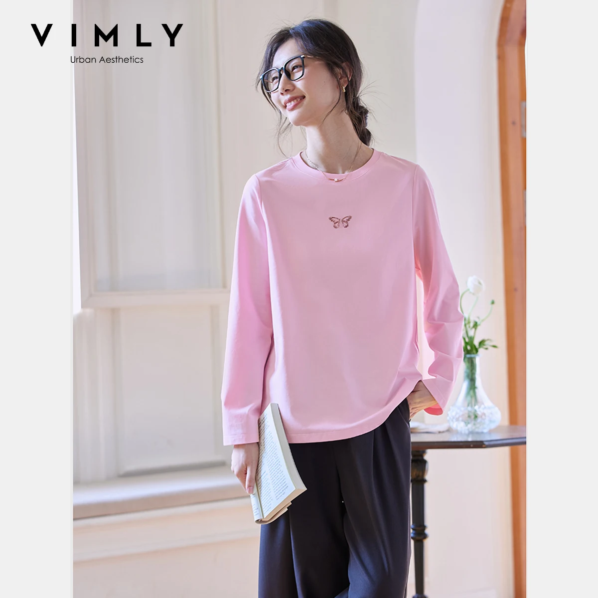 VIMLY Women's Long Sleeve T-shirt 2025 Spring Autumn Sequin Embroidery Casual Tee Shirt Round Neck Tshirts Female Clothing A0973
VIMLY Women's Long Sleeve T-shirt 2025 Spring Autumn Sequin Embroidery Casual Tee Shirt Round Neck Tshirts Female Clothing A0973