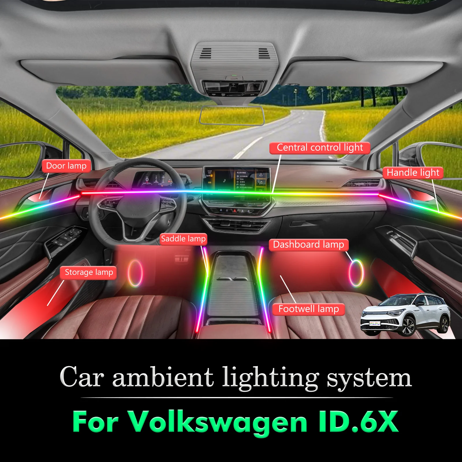 For Volkswagen ID.6X Car Interior Ambient Light RGB 64-Color LED Smart Remote Control Energy Saving Efficient Lamp Kit
For Volkswagen ID.6X Car Interior Ambient Light RGB 64-Color LED Smart Remote Control Energy Saving Efficient Lamp Kit