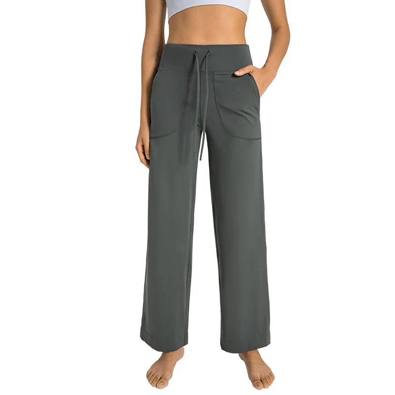 Loose Fit Straight Leg Pants Women Side Pockets Drawstring Waist Casual Work Pants Soft Nylon Running Fitness Sports Yoga Pants
Loose Fit Straight Leg Pants Women Side Pockets Drawstring Waist Casual Work Pants Soft Nylon Running Fitness Sports Yoga Pants