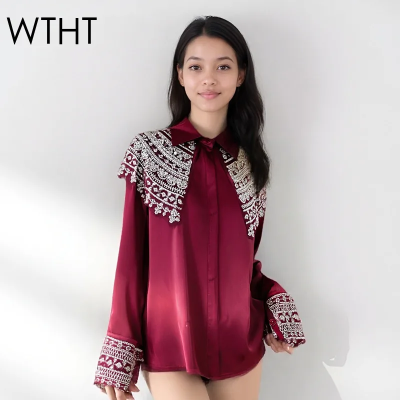 WTHT 2026, весенняя модная новая женская рубашка с шалью и блестками, украшенная бисером, модная блузка с длинными рукавами и лацканами, женская 1LS2799
WTHT 2026, весенняя модная новая женская рубашка с шалью и блестками, украшенная бисером, модная блузка с длинными рукавами и лацканами, женская 1LS2799