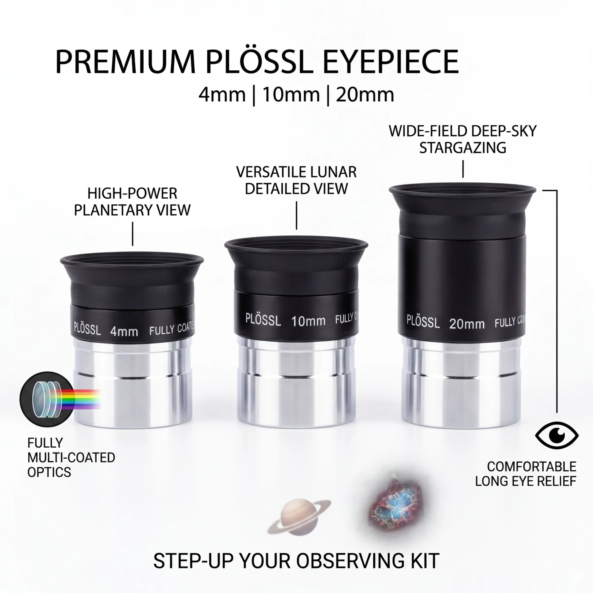 1.25" Plossl Eyepiece 4mm 10mm 20mm FMC HD Lens for Astronomical Telescope Accessories
1.25" Plossl Eyepiece 4mm 10mm 20mm FMC HD Lens for Astronomical Telescope Accessories