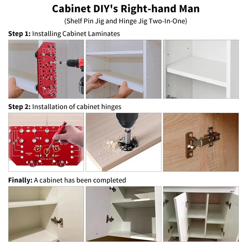 A93E-Shelf Pin Jig And Hinge Jig 2 In 1 Self-Contained Clamping Aluminum Alloy Shelf Pin Drilling Jig For Furniture Cabinet
A93E-Shelf Pin Jig And Hinge Jig 2 In 1 Self-Contained Clamping Aluminum Alloy Shelf Pin Drilling Jig For Furniture Cabinet