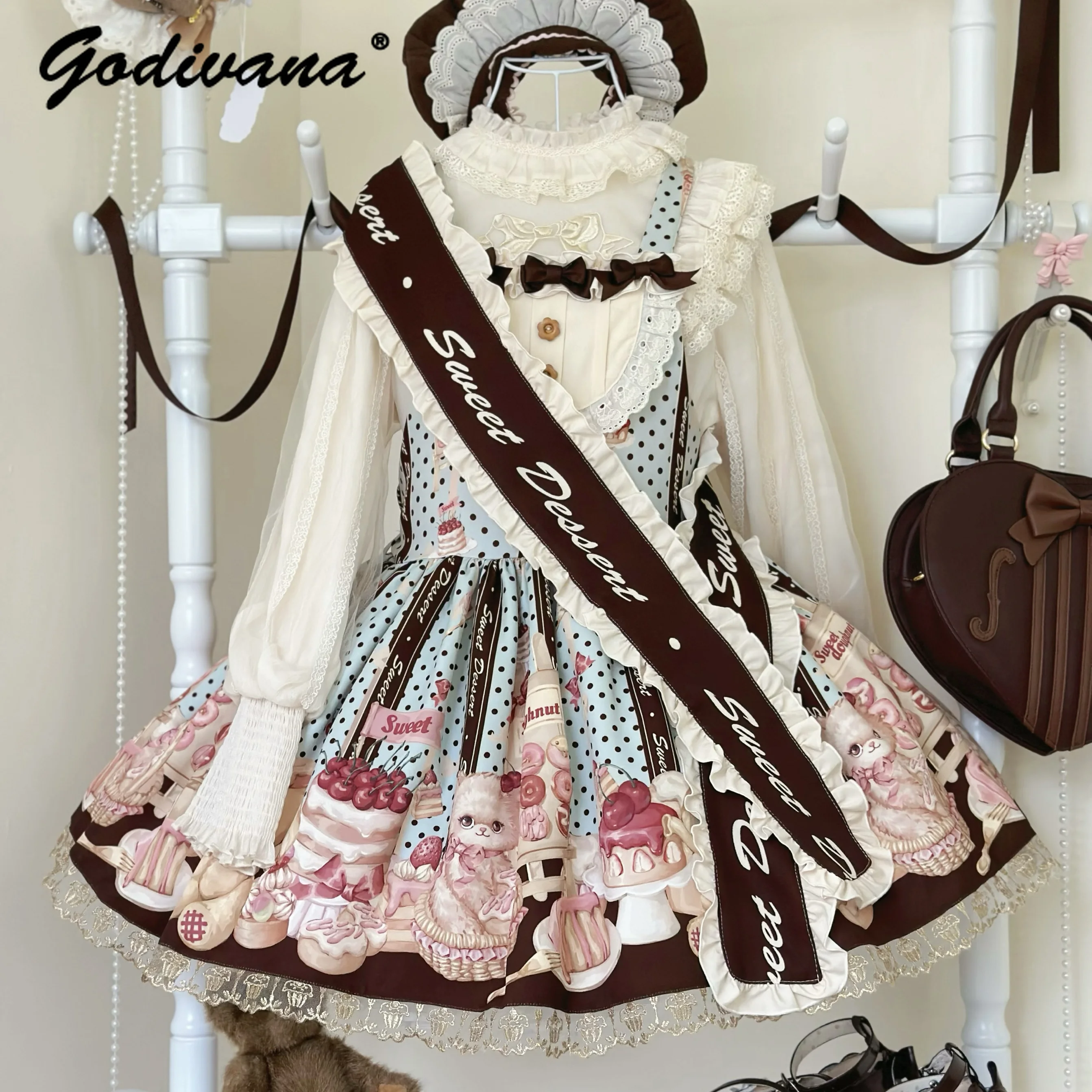 Original Cute Cartoon Print Jsk Dress New Spring and Summer Women Girls Lolita Polka Dot Slim Short Suspender Dresses
Original Cute Cartoon Print Jsk Dress New Spring and Summer Women Girls Lolita Polka Dot Slim Short Suspender Dresses