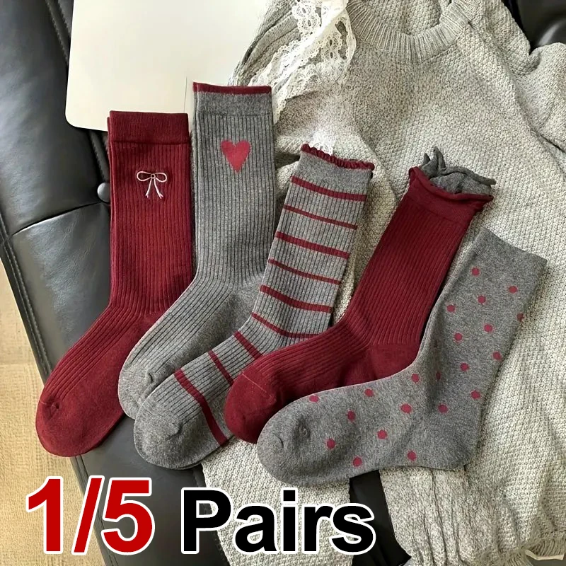 1/5 Pairs Women Autumn Winter Color Blocked Striped Mid Tube Socks Fashionable Retro College Style All Seasonal Casual Long Sock
1/5 Pairs Women Autumn Winter Color Blocked Striped Mid Tube Socks Fashionable Retro College Style All Seasonal Casual Long Sock