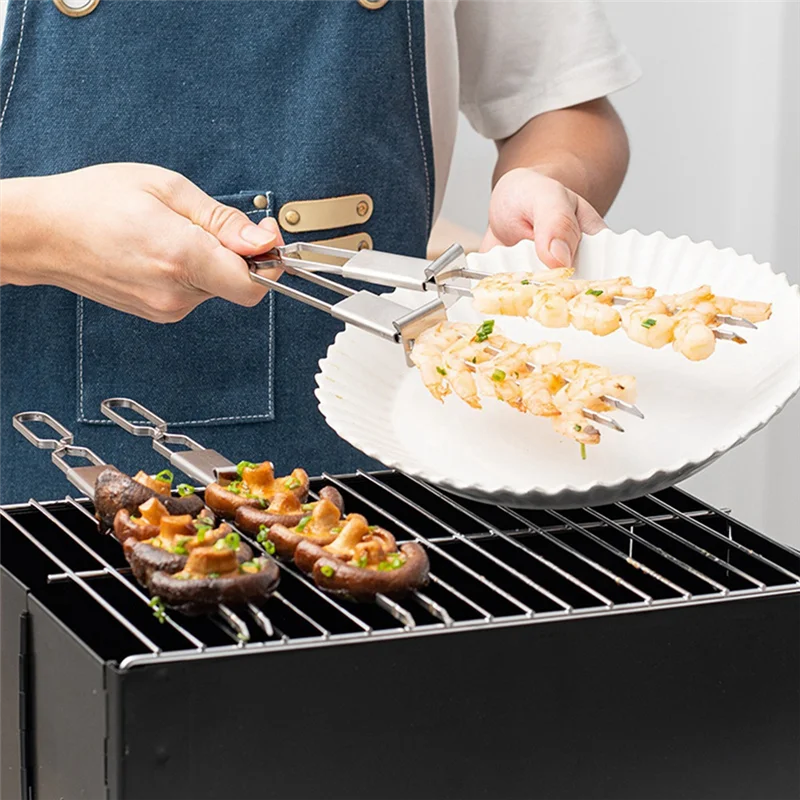 AA01-Stainless Steel Double Needle Barbecue Skewers With Self Push Plate Barbecue Forks Outdoor BBQ Accessories Tools
AA01-Stainless Steel Double Needle Barbecue Skewers With Self Push Plate Barbecue Forks Outdoor BBQ Accessories Tools