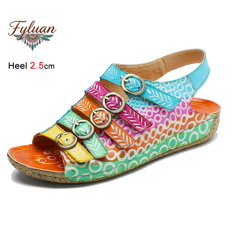 Summer Retro Colorfull Circle Print Women's Sandals Flats Heels Belt Buckle Straps Round Toe Ladies Pumps Bohemian Shoes Size 42
Summer Retro Colorfull Circle Print Women's Sandals Flats Heels Belt Buckle Straps Round Toe Ladies Pumps Bohemian Shoes Size 42