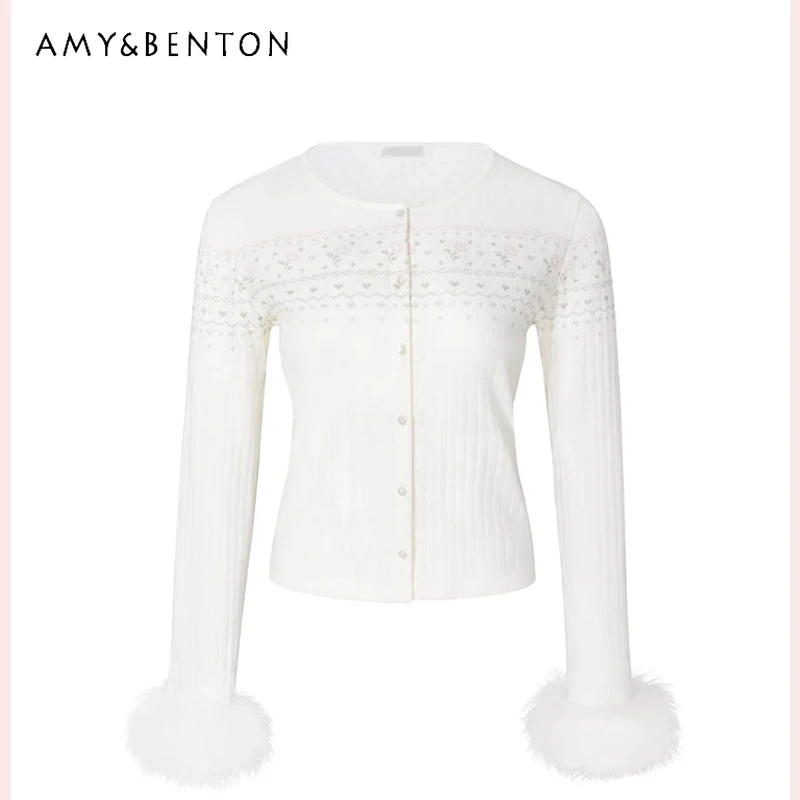 French Design White High-End Knitted Feather Women's Cardigan 2025 Winter New Versatile Elegant Casual Long Trousers Sets Ladies
French Design White High-End Knitted Feather Women's Cardigan 2025 Winter New Versatile Elegant Casual Long Trousers Sets Ladies