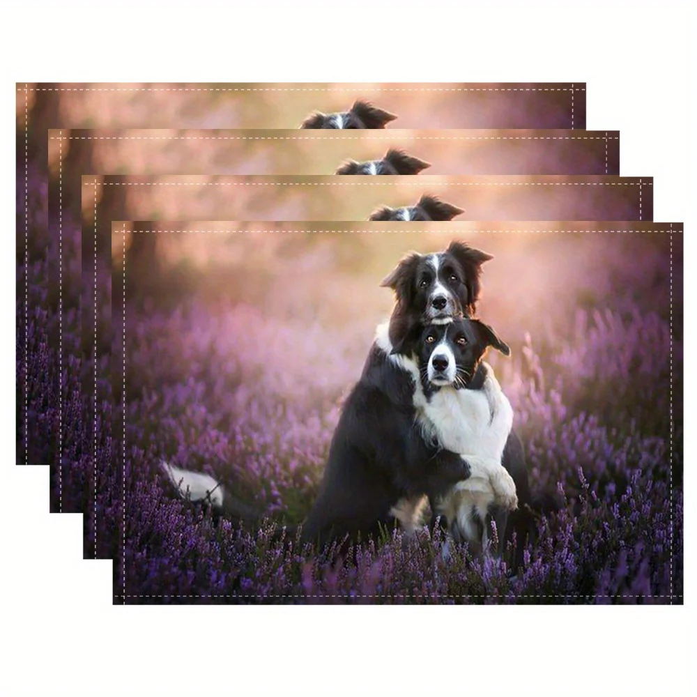 Border Collie Dogs Lavender Field Placemats Linen Pet Lover Home Decor Dog Print Kitchen Table Mat Set
Border Collie Dogs Lavender Field Placemats Linen Pet Lover Home Decor Dog Print Kitchen Table Mat Set