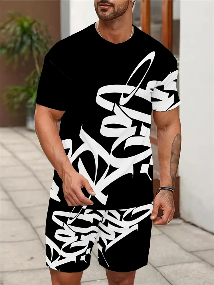 2025 Men's Round Neck Casual Summer T-shirt Staggered Monogram Print Street Lightweight Breathable Short Sleeve Shorts Suit
2025 Men's Round Neck Casual Summer T-shirt Staggered Monogram Print Street Lightweight Breathable Short Sleeve Shorts Suit