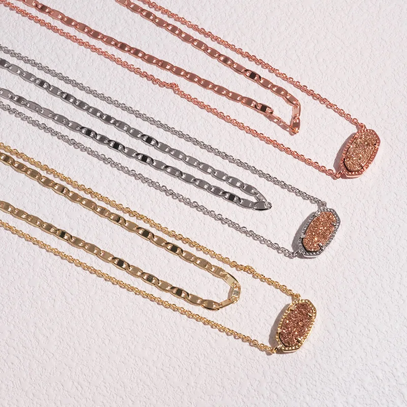 KS European and American New Retro Simple Classic Fashion Unique Shining Stacked Oval Colored Spar Necklace
KS European and American New Retro Simple Classic Fashion Unique Shining Stacked Oval Colored Spar Necklace