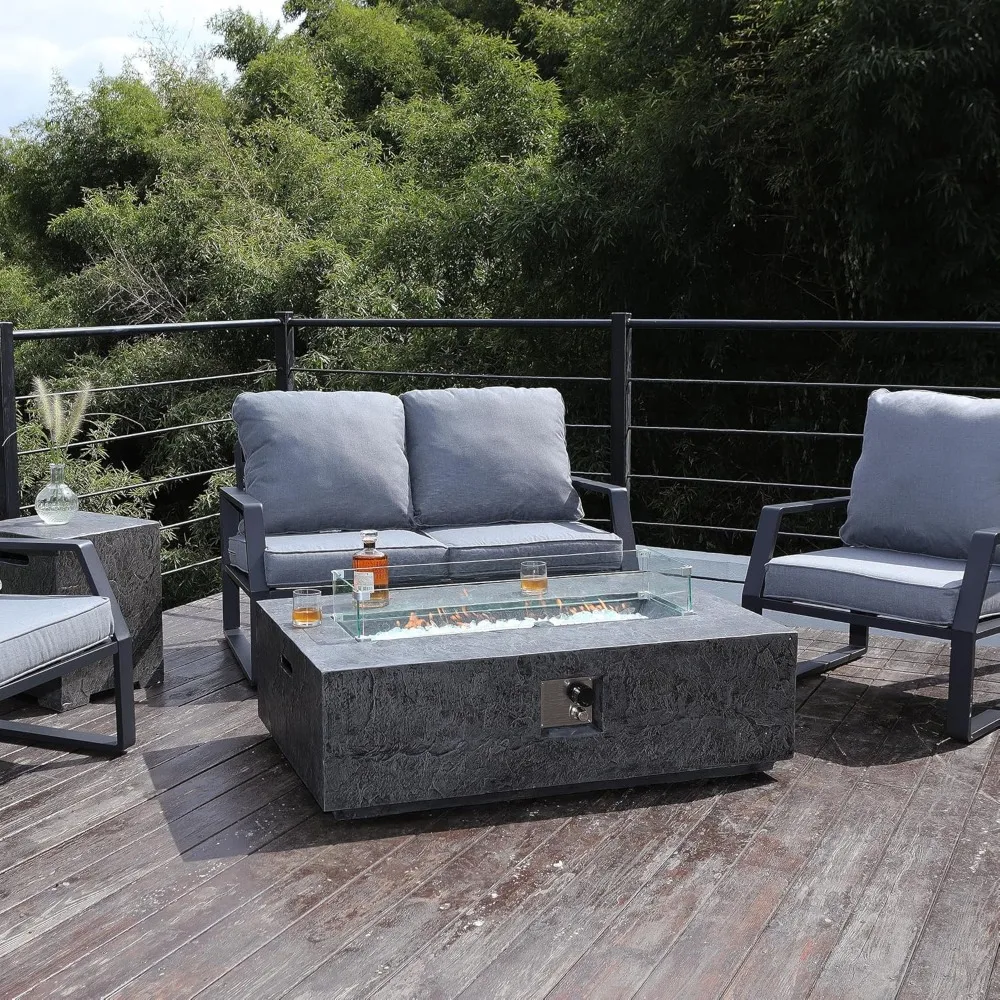 48 Inch Propane Fire Pit Table, Outdoor Rectangle Fire Table w Tank Table (50,000 BTU), 3 Piece Slate Gas Fire Pit in Dark Grey
48 Inch Propane Fire Pit Table, Outdoor Rectangle Fire Table w Tank Table (50,000 BTU), 3 Piece Slate Gas Fire Pit in Dark Grey