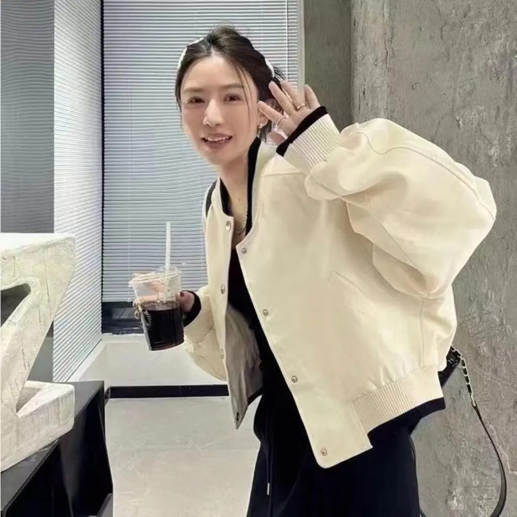 Women's Preppy Style Korean Loose Fit Spring Autumn Baseball Uniform Jacket Cardigan Slimming Outerwear
Women's Preppy Style Korean Loose Fit Spring Autumn Baseball Uniform Jacket Cardigan Slimming Outerwear