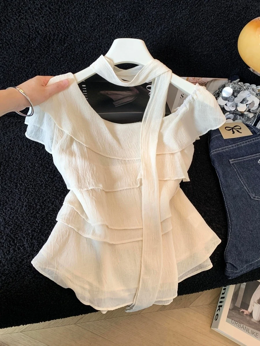Sweet Lace Trim Layered Short Sleeve Women's Chiffon Top Texture Artistic Summer 2026 New Style Breathable Comfortable Skincare
Sweet Lace Trim Layered Short Sleeve Women's Chiffon Top Texture Artistic Summer 2026 New Style Breathable Comfortable Skincare