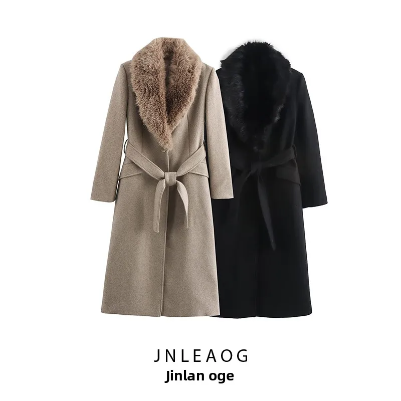 JNLEAOG Новое осеннее женское модное шерстяное пальто с меховым воротником, длинное, в уличном стиле, из полиэфирного волокна
JNLEAOG Новое осеннее женское модное шерстяное пальто с меховым воротником, длинное, в уличном стиле, из полиэфирного волокна