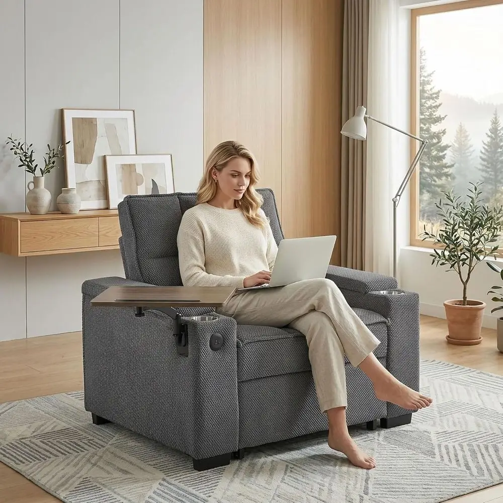 Luxury Oversized Recliner with Adjustable Backrest, Deep Seating Reading Chair, Storage, Cup Holders, and 360° Swivel Side Table
Luxury Oversized Recliner with Adjustable Backrest, Deep Seating Reading Chair, Storage, Cup Holders, and 360° Swivel Side Table