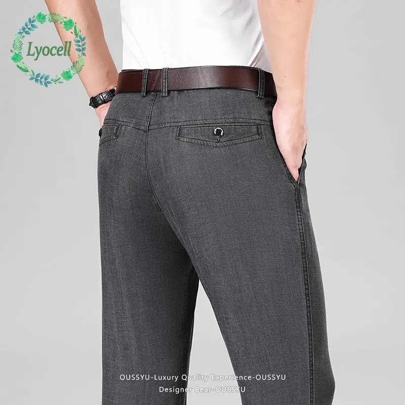 OUSSYU Brand Summer Thin Natural Lyocell Fabric Business Jeans Men Classic Stretch Straight Office Work Trousers Father's Day
OUSSYU Brand Summer Thin Natural Lyocell Fabric Business Jeans Men Classic Stretch Straight Office Work Trousers Father's Day