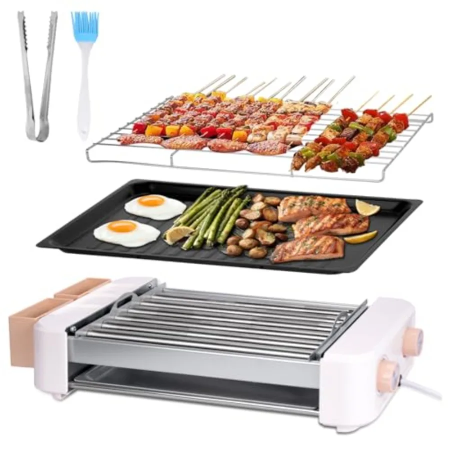 Electric Hot Dog Roller 6 Rollers - 3 in 1 Indoor Grills Portable with Non-stick Smokeless Removable Grill BBQ Griddle PlateSta
Electric Hot Dog Roller 6 Rollers - 3 in 1 Indoor Grills Portable with Non-stick Smokeless Removable Grill BBQ Griddle PlateSta