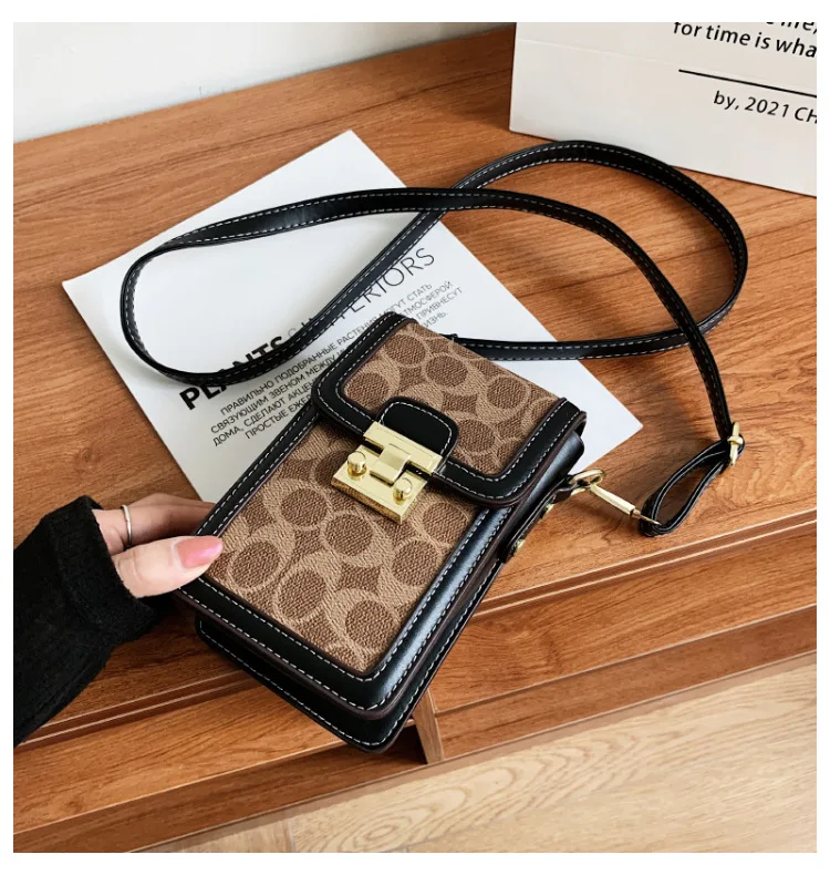 Bolso vertical para teléfono con asa única, estilo clásico retro, con estampado de moda, para mujer, bolso bandolera para llevar el móvil, en colores negro, rosa, marrón y blanco, ideal para el uso diario y actividades al aire libre. Bolso vertical para teléfono con asa única, estilo clásico retro, con estampado de moda, para mujer, bolso bandolera para llevar el móvil, en colores negro, rosa, marrón y blanco, ideal para el uso diario y actividades al aire libre.