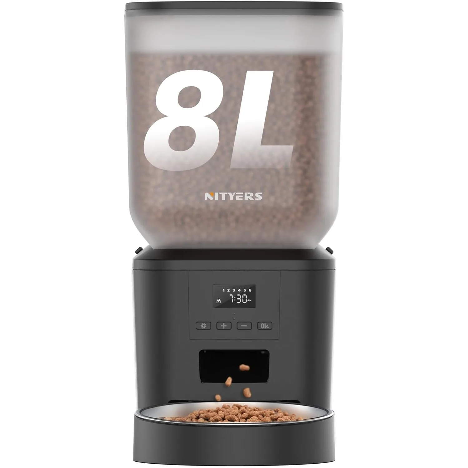 Automatic Dog Feeder 8L Large Capacity Cat Food Dispenser with LCD Screen, Timed Feeding, Up to 6 Meals Per Day, Stainless Steel
Automatic Dog Feeder 8L Large Capacity Cat Food Dispenser with LCD Screen, Timed Feeding, Up to 6 Meals Per Day, Stainless Steel