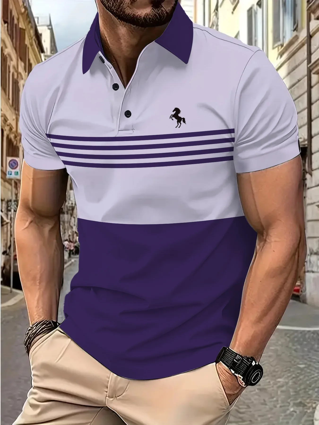 2025 European Size Men's Summer new business casual Horse print lapel button color-matched short-sleeved POLO shirt
2025 European Size Men's Summer new business casual Horse print lapel button color-matched short-sleeved POLO shirt