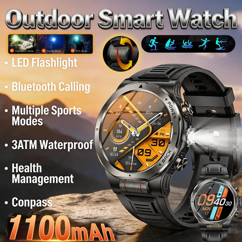 New Scroll Wheel Button Smart Watch 1100mAh Battery Flashlight 3ATM Waterproof Health Management Compass Sport Modes Smartwatch
New Scroll Wheel Button Smart Watch 1100mAh Battery Flashlight 3ATM Waterproof Health Management Compass Sport Modes Smartwatch