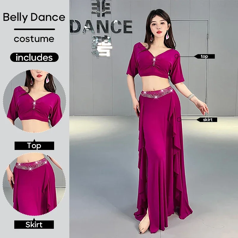 Belly Dance Worksuit Practice Clothes Top and Skirt 2 Pieces Set Training Suit Set For Adult Women Dancing Stage Performance
Belly Dance Worksuit Practice Clothes Top and Skirt 2 Pieces Set Training Suit Set For Adult Women Dancing Stage Performance