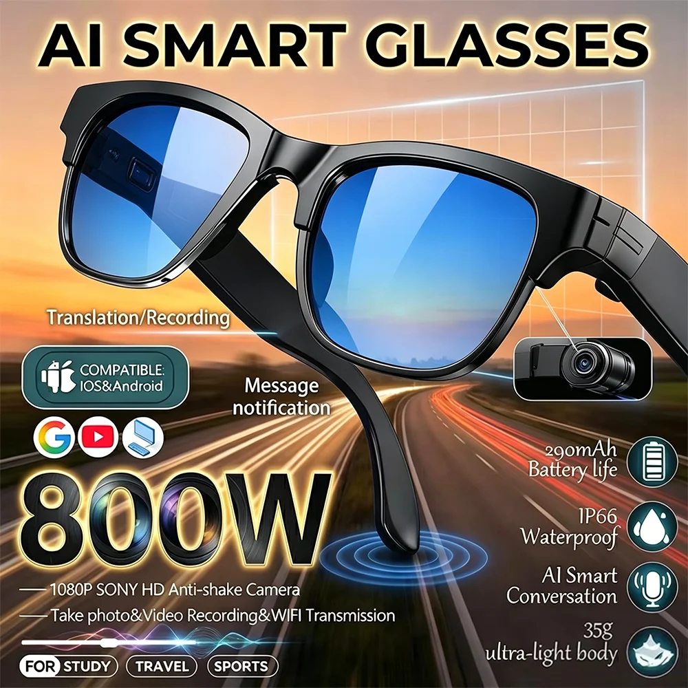 4K HD Upgrade Smart Glasses With Camera Video Recording AI Photo Recognition Bluetooth Call Translation Voice Sunglasses Men
4K HD Upgrade Smart Glasses With Camera Video Recording AI Photo Recognition Bluetooth Call Translation Voice Sunglasses Men