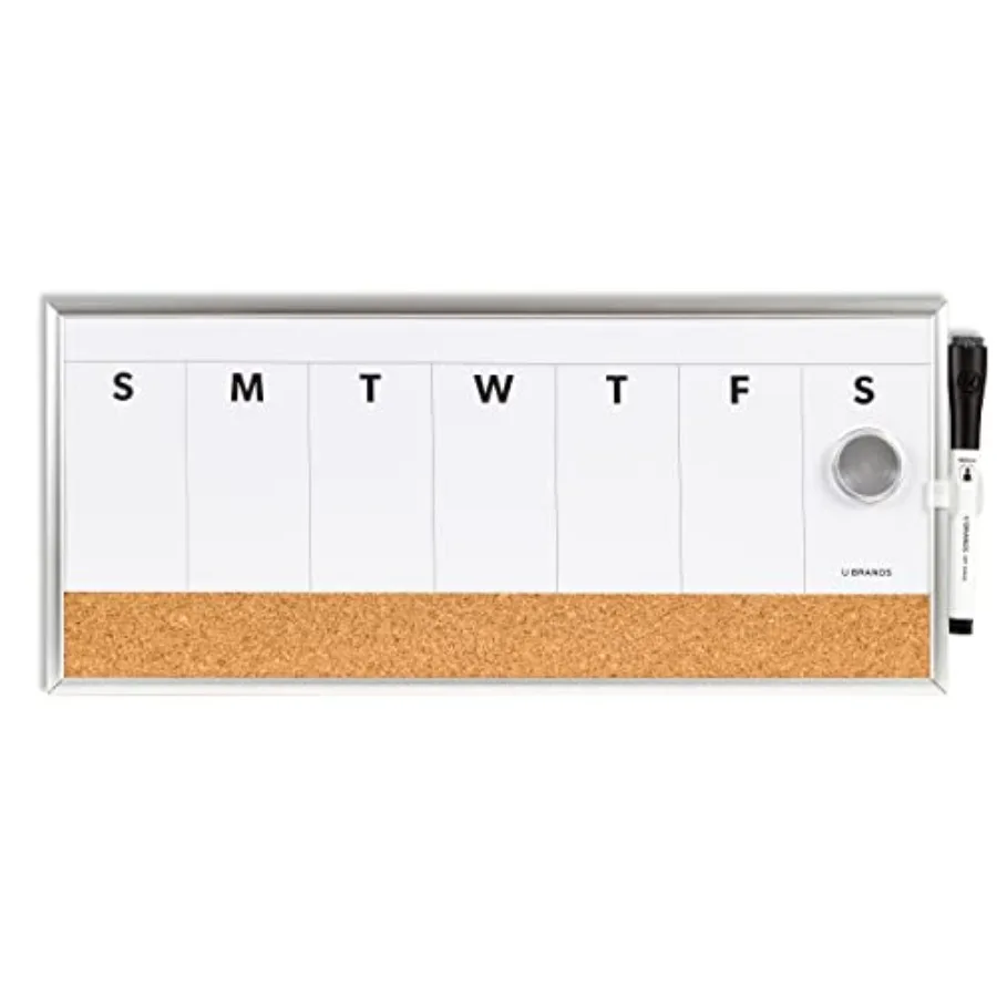 Dry Erase Weekly Combo Board 7" x 16" Inches Office Supplies Silver Aluminum Frame Pack of 1 4585U03
Dry Erase Weekly Combo Board 7" x 16" Inches Office Supplies Silver Aluminum Frame Pack of 1 4585U03