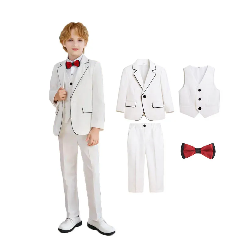 Children Jacket Vest Pants Bowtie 4Pieces/Set Formal Host Piano Performance Suit Flower Boys Wedding Dress Kids Birthday Blazer
Children Jacket Vest Pants Bowtie 4Pieces/Set Formal Host Piano Performance Suit Flower Boys Wedding Dress Kids Birthday Blazer