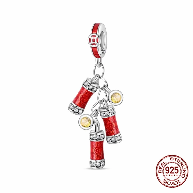 925 Sterling Silver Firecracker Pendant Bead Inlaid with Zircon Paired with an Original Bracelet DIY Womens Jewelry Gift
925 Sterling Silver Firecracker Pendant Bead Inlaid with Zircon Paired with an Original Bracelet DIY Womens Jewelry Gift