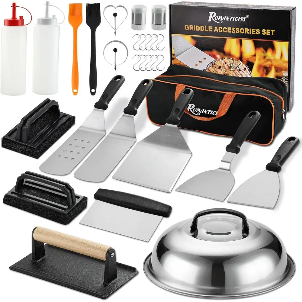 29PCS Griddle Accories Set - lat Top Teppanyaki SpaSet with Scraper, Basting Cover or Camp Che- Home Cooking Griddle and Outdoor
29PCS Griddle Accories Set - lat Top Teppanyaki SpaSet with Scraper, Basting Cover or Camp Che- Home Cooking Griddle and Outdoor