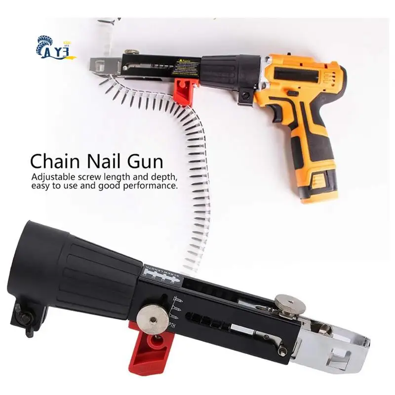 AY03-Automatic Chain Nail Gun Adapter Electric Drill Screw Tightening Equipment Installed On Electric Drill With Screwdriver Bla
AY03-Automatic Chain Nail Gun Adapter Electric Drill Screw Tightening Equipment Installed On Electric Drill With Screwdriver Bla