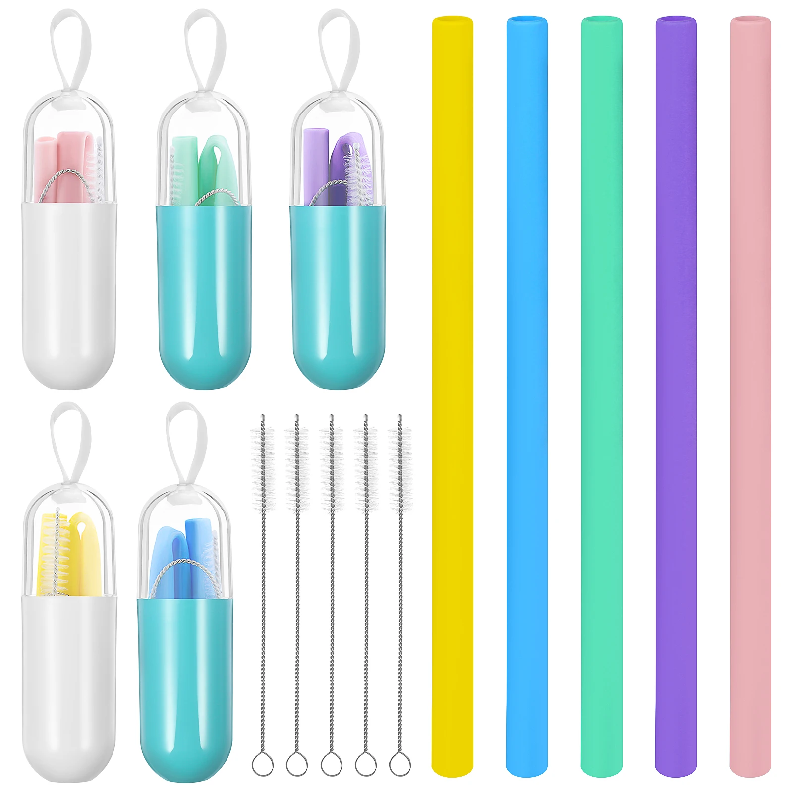 5 set 5 Sets Foldable Travel Silicone Straws Reusable Portable Drinking Straws for Home Party Juices Coffee Tea Cocktails
5 set 5 Sets Foldable Travel Silicone Straws Reusable Portable Drinking Straws for Home Party Juices Coffee Tea Cocktails