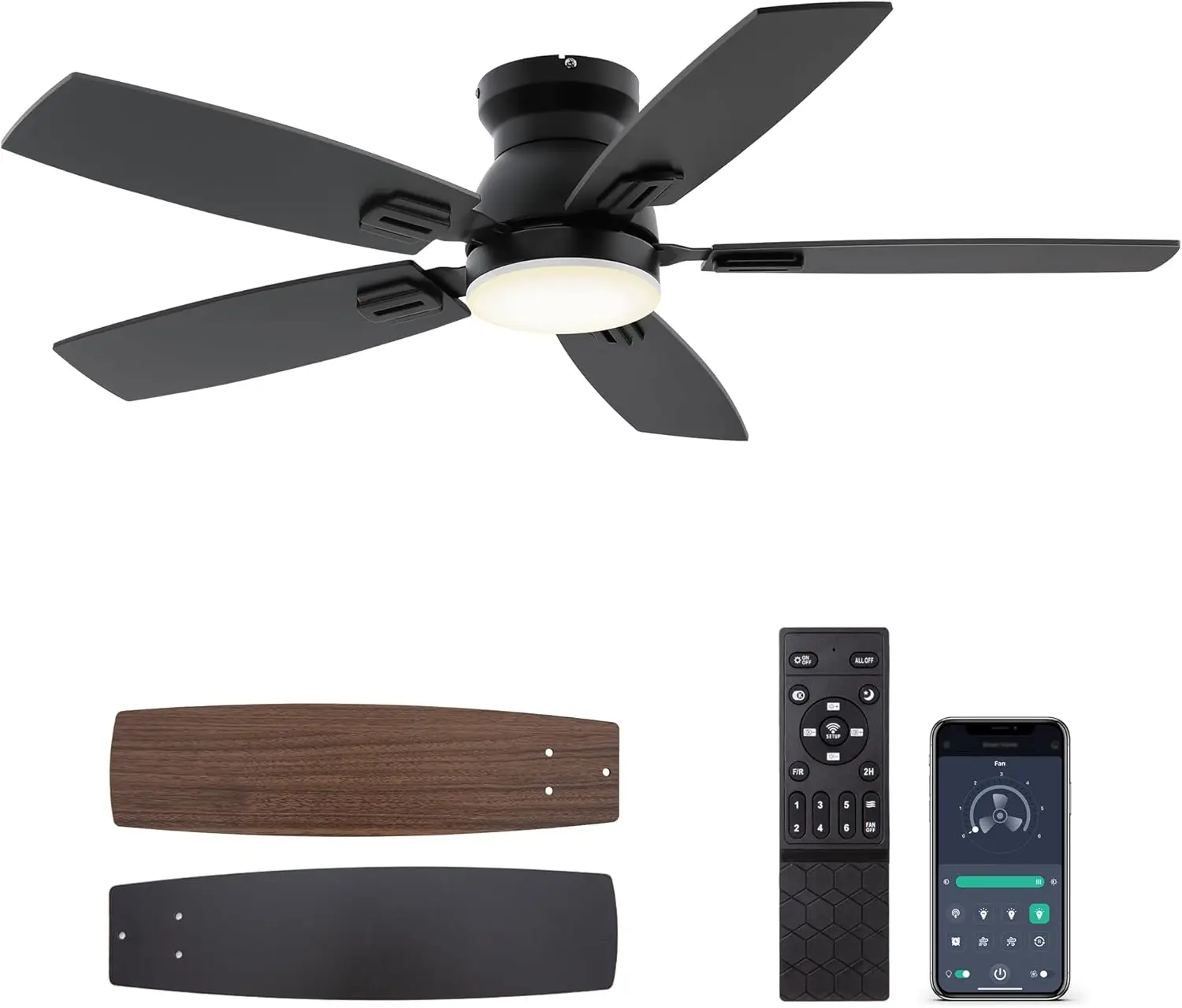 42" Ceiling Fan with Lights and Remote/APP Control, Low Profile Flush Mount, Quiet 6 Speeds, Dimmable for Bedroom Indoor/Outdoor
42" Ceiling Fan with Lights and Remote/APP Control, Low Profile Flush Mount, Quiet 6 Speeds, Dimmable for Bedroom Indoor/Outdoor