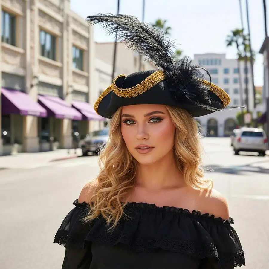 Vintage Pirate Hat With Feather For Adult Party Costume Photography Prop
Vintage Pirate Hat With Feather For Adult Party Costume Photography Prop