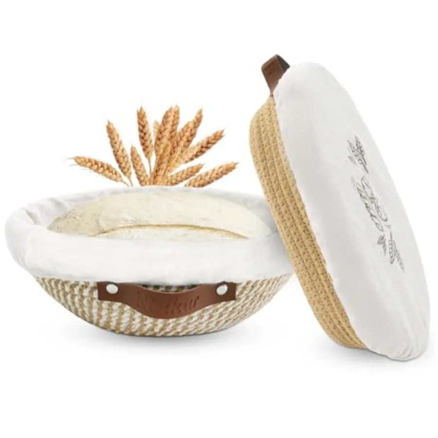 Banneton Bread Proofing Basket Set of 2, 9 10 11 Inch Round and Oval Cotton Rope Sourdough Bread Baking Supplies Proofing Bowls
Banneton Bread Proofing Basket Set of 2, 9 10 11 Inch Round and Oval Cotton Rope Sourdough Bread Baking Supplies Proofing Bowls