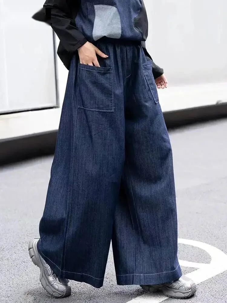 High Waist Blue Pocket Denim Vintage Long Wide Leg Jeans New Women Trousers Fashion Tide Spring Autumn
High Waist Blue Pocket Denim Vintage Long Wide Leg Jeans New Women Trousers Fashion Tide Spring Autumn