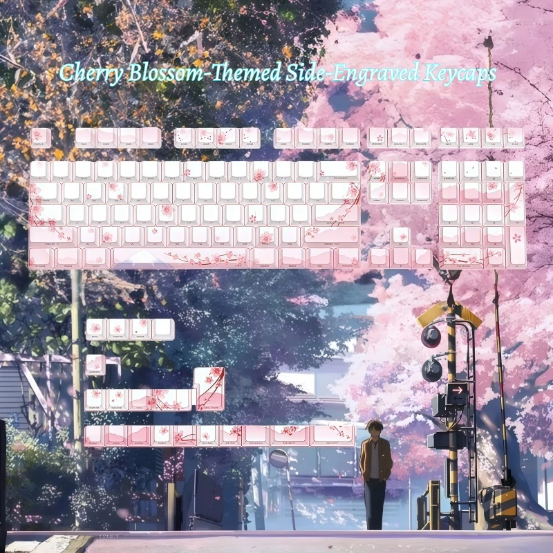 Cherry Blossom Pink Themed Keycaps Cherry High Character Translucent PBT Five Sided Sublimation 127 Key Ergonomic Side Engraving
Cherry Blossom Pink Themed Keycaps Cherry High Character Translucent PBT Five Sided Sublimation 127 Key Ergonomic Side Engraving