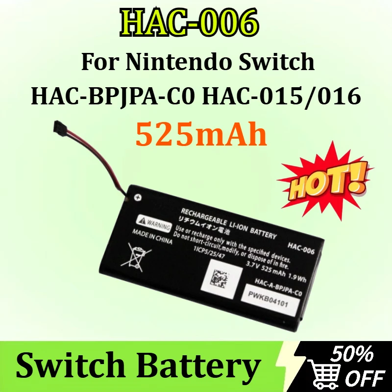 HAC-006 525mAh Battery for Nintendo Switch HAC-BPJPA-C0 HAC-015/016 HAC-A-JCR-C0 Ns Joy-Con Joycon Controller
HAC-006 525mAh Battery for Nintendo Switch HAC-BPJPA-C0 HAC-015/016 HAC-A-JCR-C0 Ns Joy-Con Joycon Controller