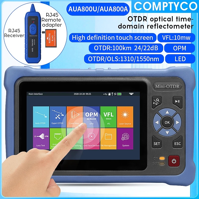 COMPTYCO AUA800U/800A OTDR 100KM 1310/1550nm Fiber Optic Cable Testing Tool Optical Time Domain Reflectometer Built-in VFL OPM
COMPTYCO AUA800U/800A OTDR 100KM 1310/1550nm Fiber Optic Cable Testing Tool Optical Time Domain Reflectometer Built-in VFL OPM