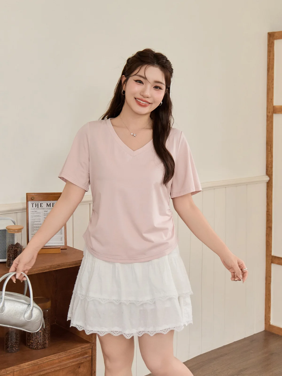Korean Style Ruched V Neck Lyocell Cotton T Shirt Plus Size Women Slim Waist Short Sleeve Slimming Tops
Korean Style Ruched V Neck Lyocell Cotton T Shirt Plus Size Women Slim Waist Short Sleeve Slimming Tops