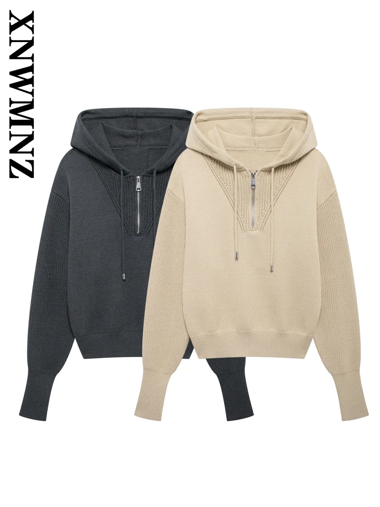 XNWMNZ 2024 New Autumn Woman's Casual Long Sleeve Hooded Collar zipper Sweater Jumper Female Fashion Solid Color Knit Top
XNWMNZ 2024 New Autumn Woman's Casual Long Sleeve Hooded Collar zipper Sweater Jumper Female Fashion Solid Color Knit Top