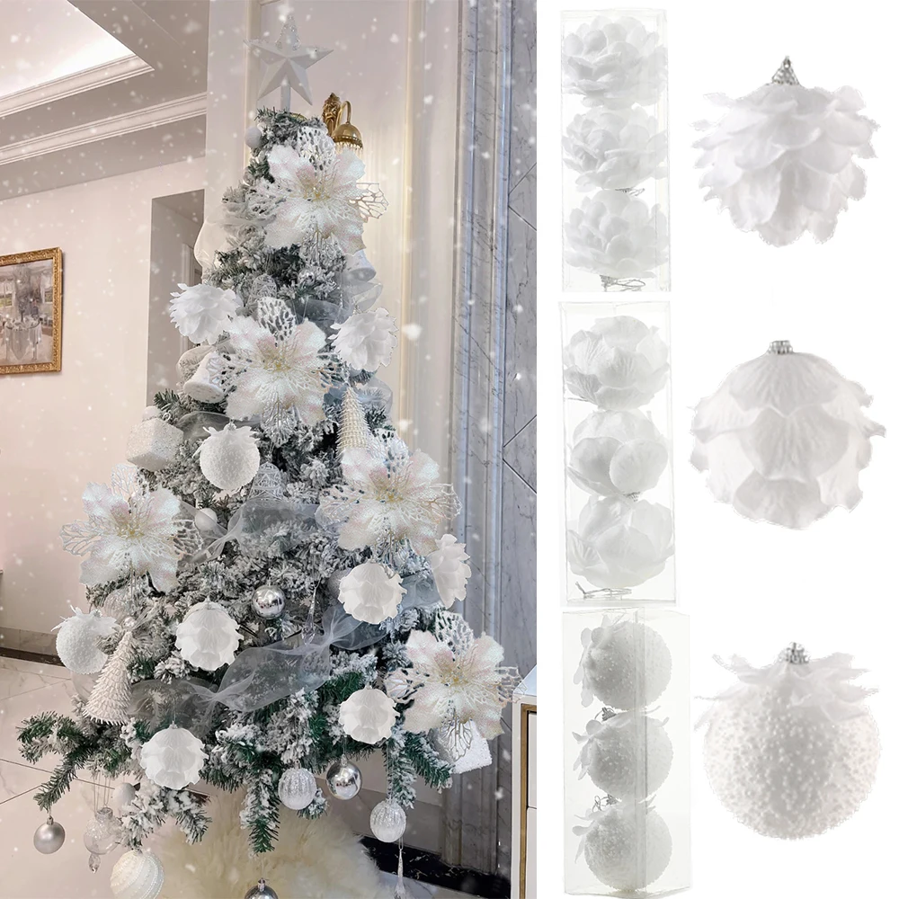 3pcs/Box 8cm Christmas Tree Ornaments White Petal Shape Balls Foam Snow Ball Xmas Hanging Pendants New Year Party Decor Navidad
3pcs/Box 8cm Christmas Tree Ornaments White Petal Shape Balls Foam Snow Ball Xmas Hanging Pendants New Year Party Decor Navidad