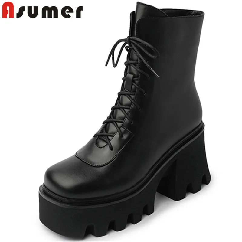 ASUMER 2024 Size 34-41 New Genuine Leather Solid Boots Woman Zipper Thick High Heels Platform Shoes Winter Ladies Ankle Boots
ASUMER 2024 Size 34-41 New Genuine Leather Solid Boots Woman Zipper Thick High Heels Platform Shoes Winter Ladies Ankle Boots