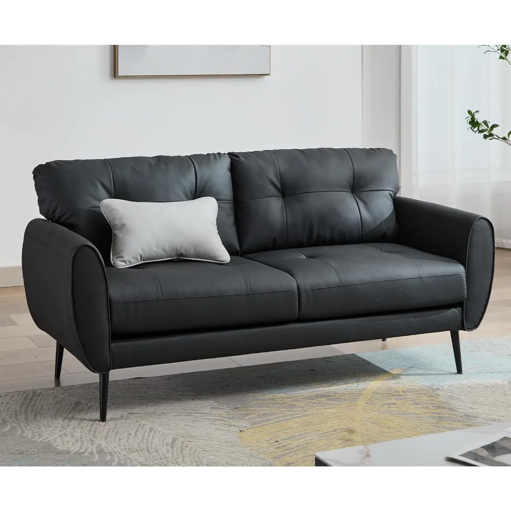Sofa Couch 61" Small Loveseat Couches for Living Room, Black Faux Leather Couch Mid Century
Sofa Couch 61" Small Loveseat Couches for Living Room, Black Faux Leather Couch Mid Century