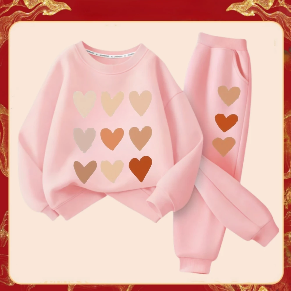 Spring Baby Girls Clothes Set Kid Sweet Heart Printed Sweatshirt Pullover And Pants 2 Pieces Suit Children Top Bottom Tracksuit
Spring Baby Girls Clothes Set Kid Sweet Heart Printed Sweatshirt Pullover And Pants 2 Pieces Suit Children Top Bottom Tracksuit