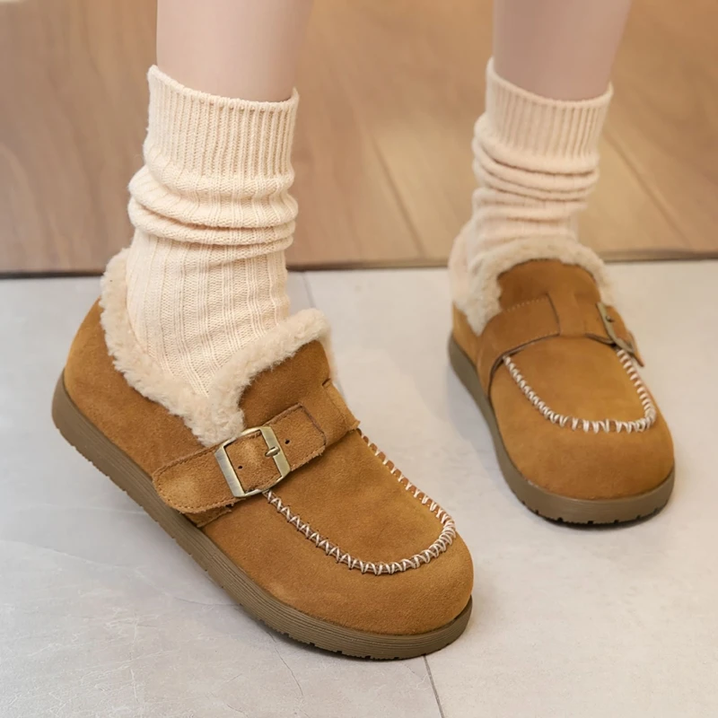 AIYUQI 2025 Furry Flats Women Cow Suede Leather Round Toe Buckle Decoration Warm Wool ladies Winter Shoes Handmade
AIYUQI 2025 Furry Flats Women Cow Suede Leather Round Toe Buckle Decoration Warm Wool ladies Winter Shoes Handmade