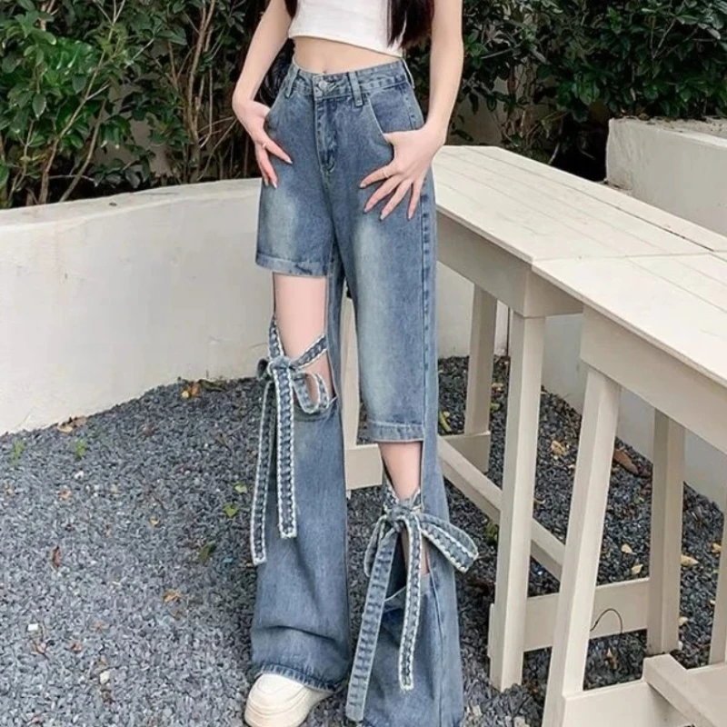 With Holes Woman Jeans Wide Leg Denim Pants for Women 2025 High Quality Pant South Korea Korean Style Size X Larg Gyaru Trousers
With Holes Woman Jeans Wide Leg Denim Pants for Women 2025 High Quality Pant South Korea Korean Style Size X Larg Gyaru Trousers