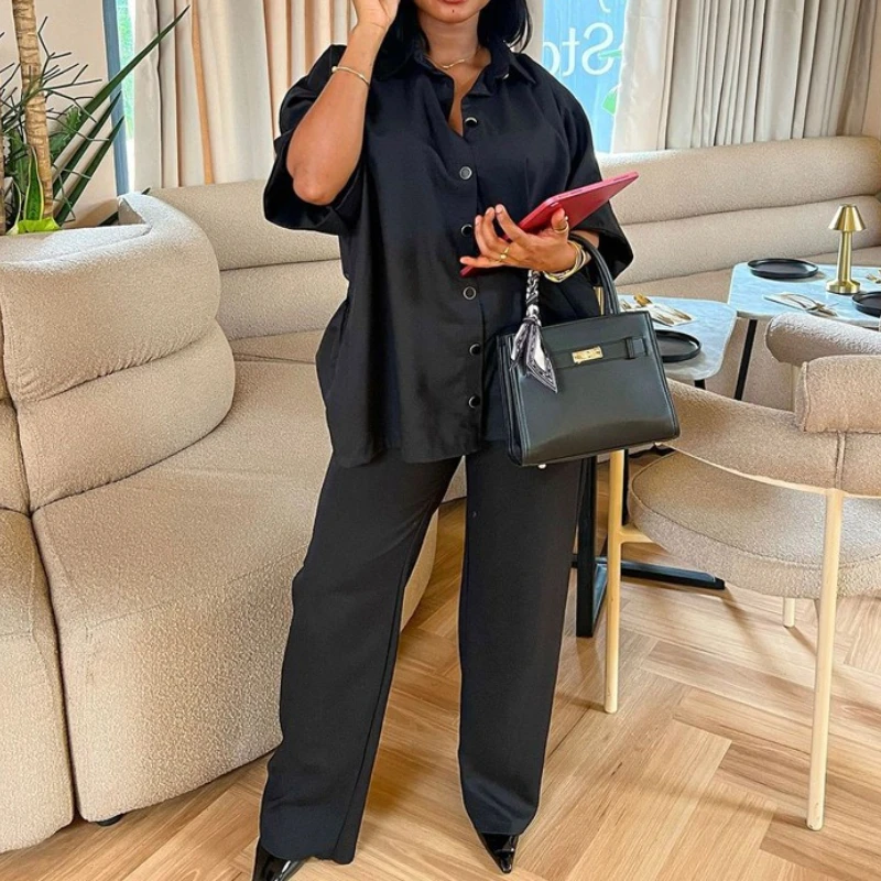 Fashion Spring and Summer New Suit Casual Shirt Wide-leg Trousers Two-piece Temperament Women's Clothing
Fashion Spring and Summer New Suit Casual Shirt Wide-leg Trousers Two-piece Temperament Women's Clothing