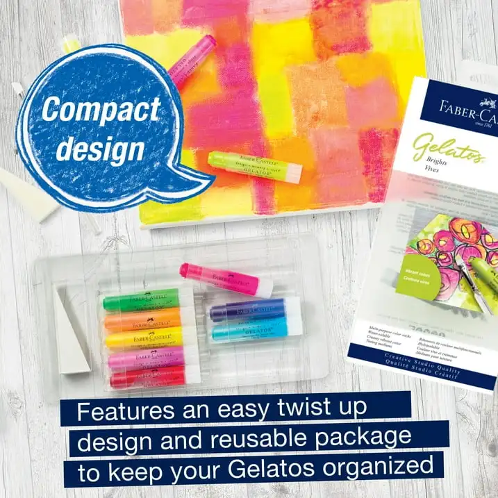 Faber-Castell Gelatos Brights: 12 акварельных гелевых мелков, палочки для пигментной краски, водорастворимые товары для творчества
Faber-Castell Gelatos Brights: 12 акварельных гелевых мелков, палочки для пигментной краски, водорастворимые товары для творчества